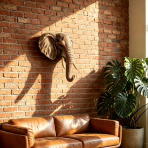 Faux Elephant Head Wall Mount, Realistic Animal Sculpture , Lucky Elephant Head-Hanging