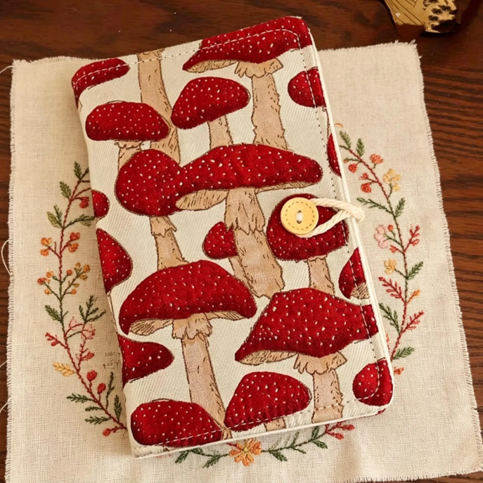 Cottagecore Mushroom Fabric Binder - A5 A6 Refillable Journal, Botanical Fungi Forest Planner - Image 5