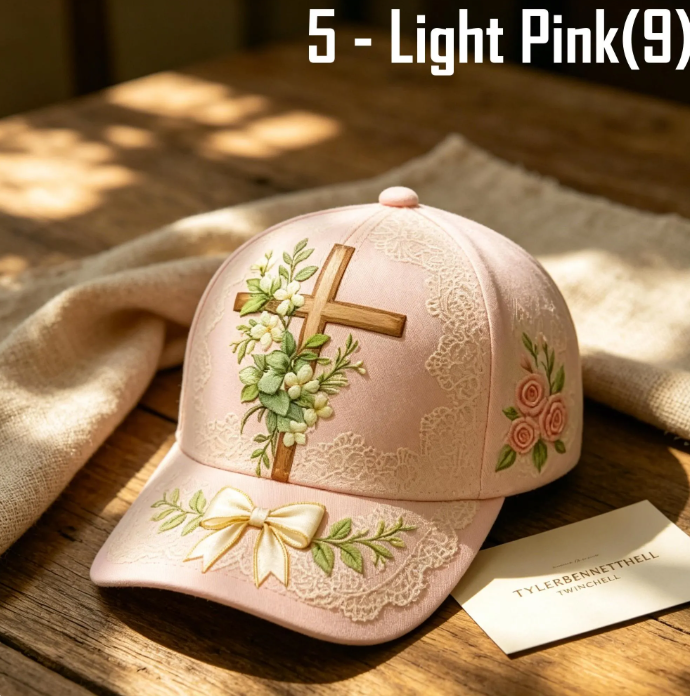 3D Print Breast Cancer Awareness Hat, Pink Ribbon Angel Wings Cap, Faith Cross Floral Hat - Image 6