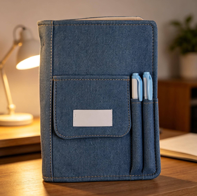 A5 Vintage Denim Notebook, Americana Style Refillable Journal, Fabric Binder, Denim Loose-leaf Planner - Image 3