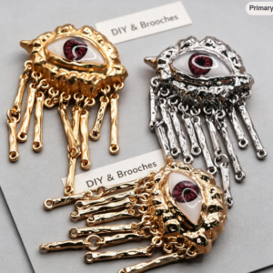 2Pcs Set Gothic Surrealist Eye Brooch Components, DIY Drip Eye Pin for Jewelry Making