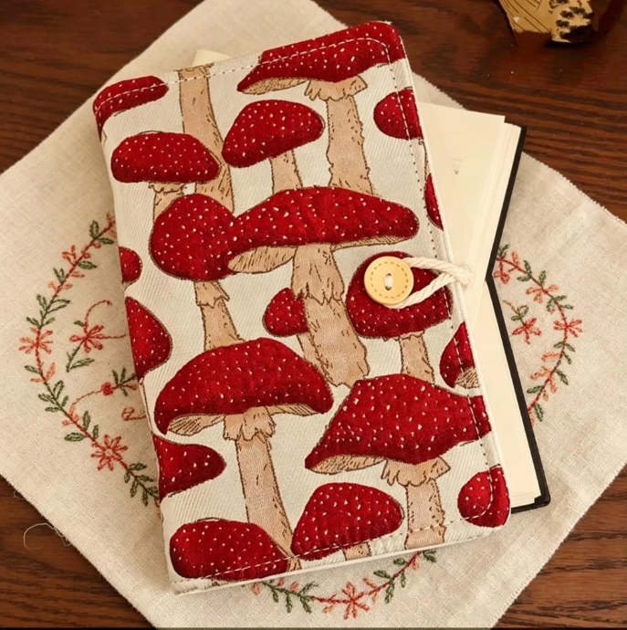 Cottagecore Mushroom Fabric Binder - A5 A6 Refillable Journal, Botanical Fungi Forest Planner - Image 3