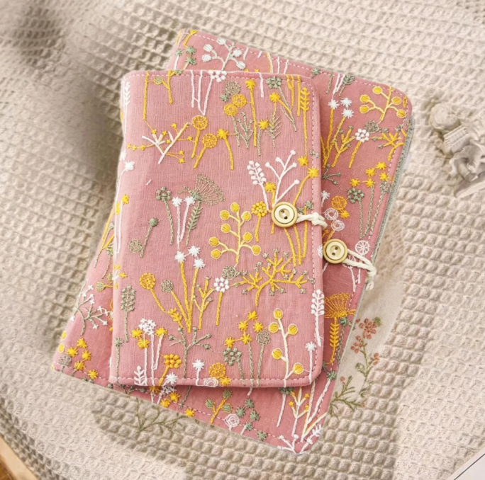 Embroidered Fabric A5 A6 Loose-leaf Journal, Vintage Floral Refillable Planner, Gift for her - Image 6