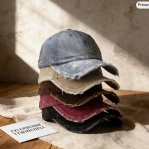Vintage Distressed Denim Baseball Cap | Washed Cotton Dad Hat | Frayed Edge Streetwear