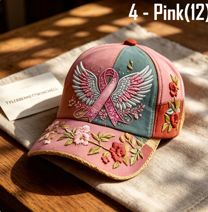 3D Print Breast Cancer Awareness Hat, Pink Ribbon Angel Wings Cap, Faith Cross Floral Hat - Image 5