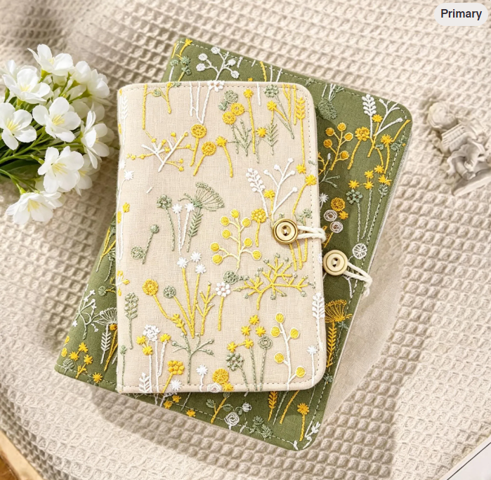 Embroidered Fabric A5 A6 Loose-leaf Journal, Vintage Floral Refillable Planner, Gift for her