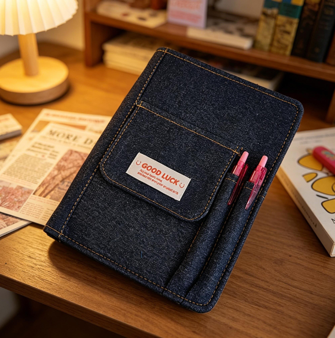 A5 Vintage Denim Notebook, Americana Style Refillable Journal, Fabric Binder, Denim Loose-leaf Planner - Image 2
