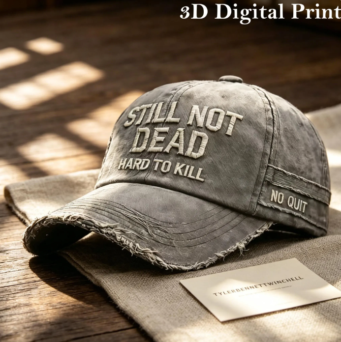 Still Not Dead" Vintage Washed Baseball Cap, Distressed "Hard To Kill" Tactical Hat - Image 5