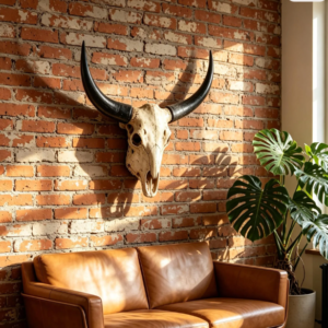 Modern Bull Skull Wall Decor | Faux Taxidermy Resin Sculpture | Rustic Western Art