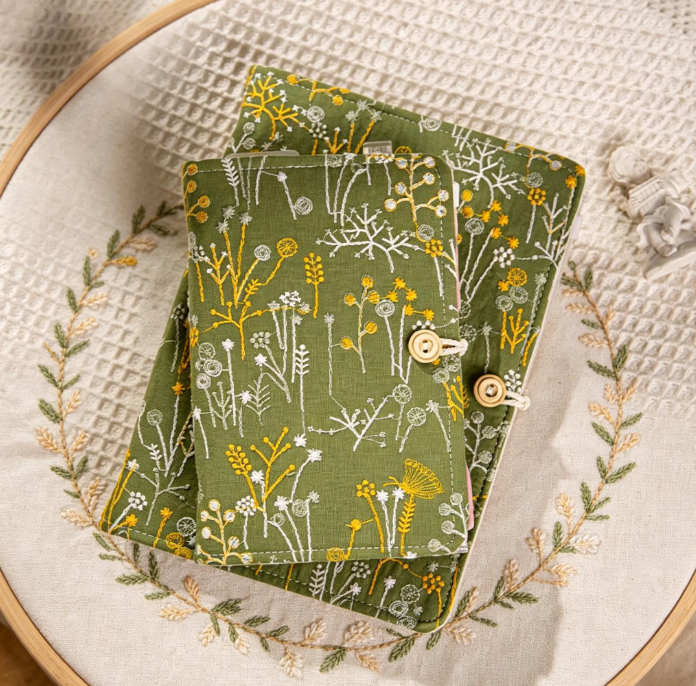 Embroidered Fabric A5 A6 Loose-leaf Journal, Vintage Floral Refillable Planner, Gift for her - Image 5