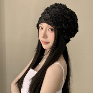 Women's Lightweight Slouchy Beanie Hat, Breathable Lace Mesh Skull Cap, Thin Hollow Knit Summer Sunshade Hat, Chic Soft Turban Headwear for Outdoor & Daily Wear