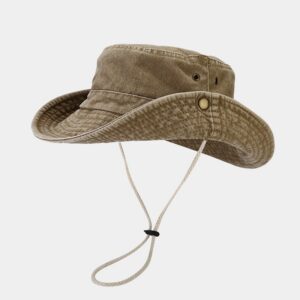 Vintage Washed Cotton Hiking Hat | Wide Brim Sun Protection Boonie Hat | Outdoor-Hat
