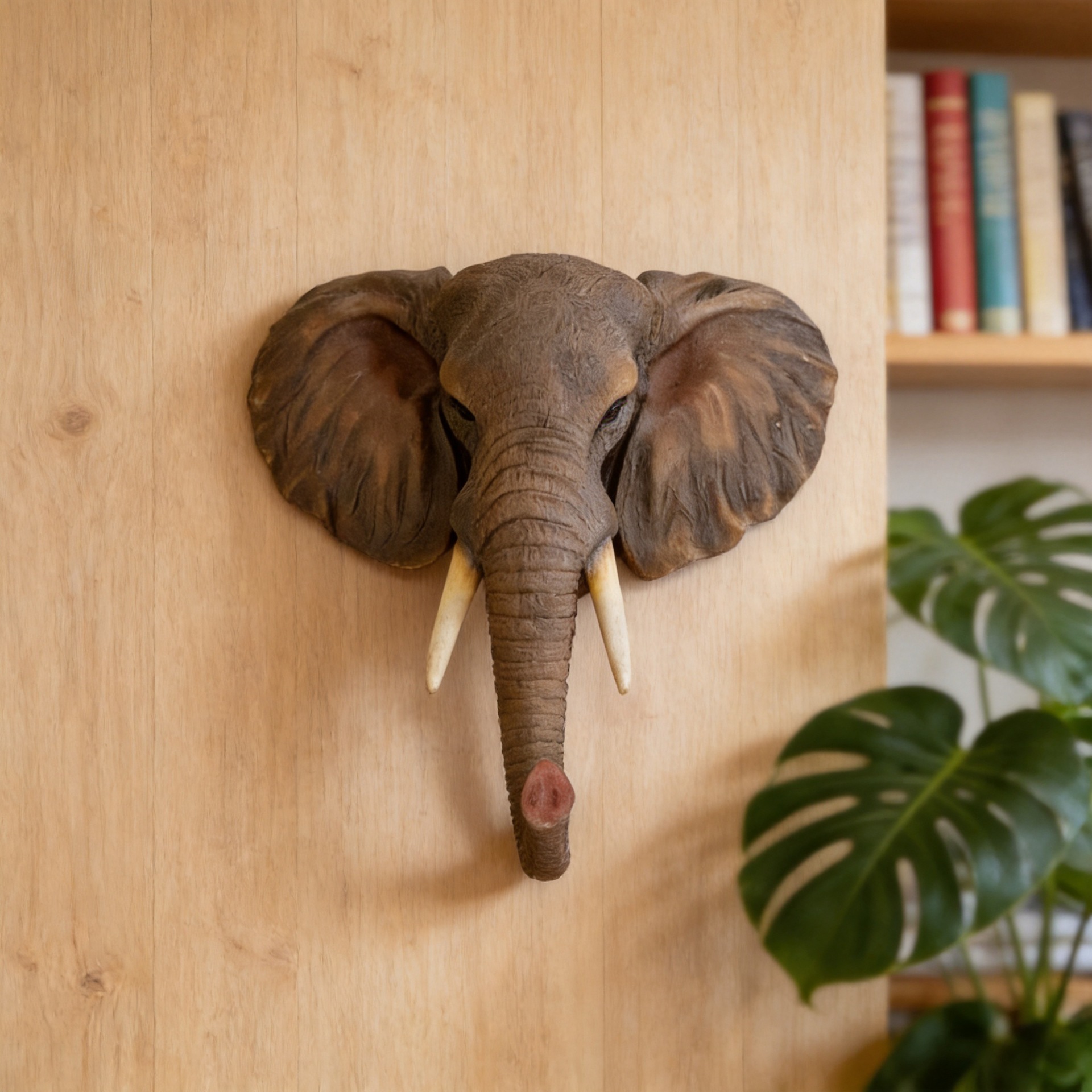 Faux Elephant Head Wall Mount, Realistic Animal Sculpture , Lucky Elephant Head-Hanging - Image 4