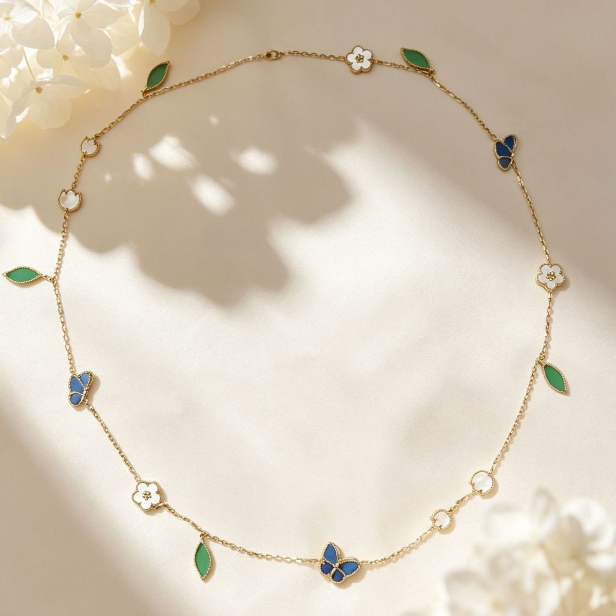 Blue Butterfly Lucky Charm Necklace - Natural Stone & Shell Jewelry - Meaningful Birthday or Anniversary Gift for Her - Image 4
