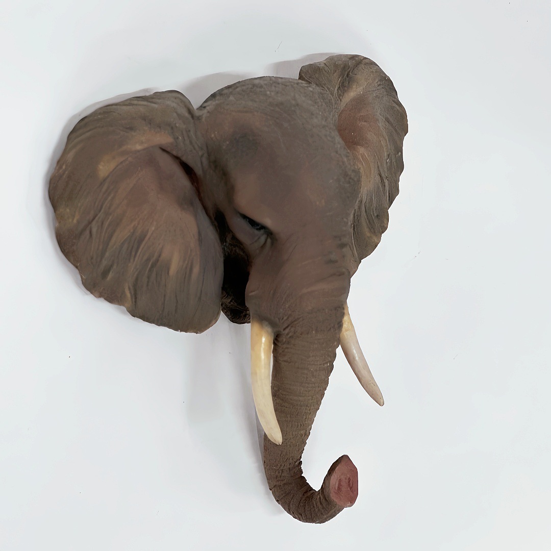 Faux Elephant Head Wall Mount, Realistic Animal Sculpture , Lucky Elephant Head-Hanging - Image 3