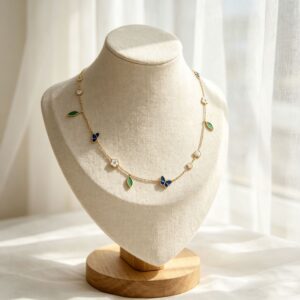 Blue Butterfly Lucky Charm Necklace - Natural Stone & Shell Jewelry - Meaningful Birthday or Anniversary Gift for Her