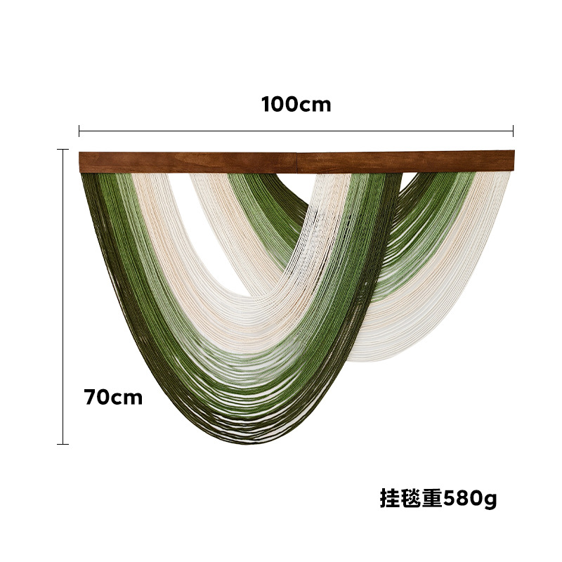 Handmade Macrame Wall Hanging (100cm x 70cm), Modern U-Shaped Woven Wall Art, Forest Green & Sage Gradient Cotton Tapestry, Boho Wall Decor for Living Room and Bedroom - Image 3