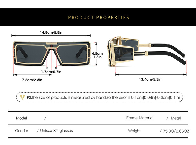 Luxury Futuristic Steampunk Sunglasses for Men and Women, High-End Metal Rectangular Cyberpunk Shield Glasses, Trendy Hip Hop Runway Fashion Eyewear - Image 6
